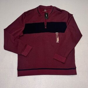 Alfani Men's Maroon and Black Zip-Up Sweater